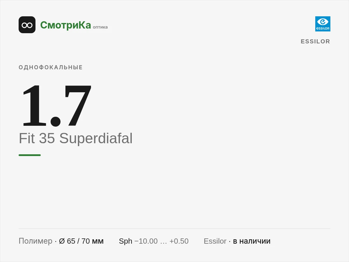 Essilor Fit 35 Superdiafal — нейтральная заглушка