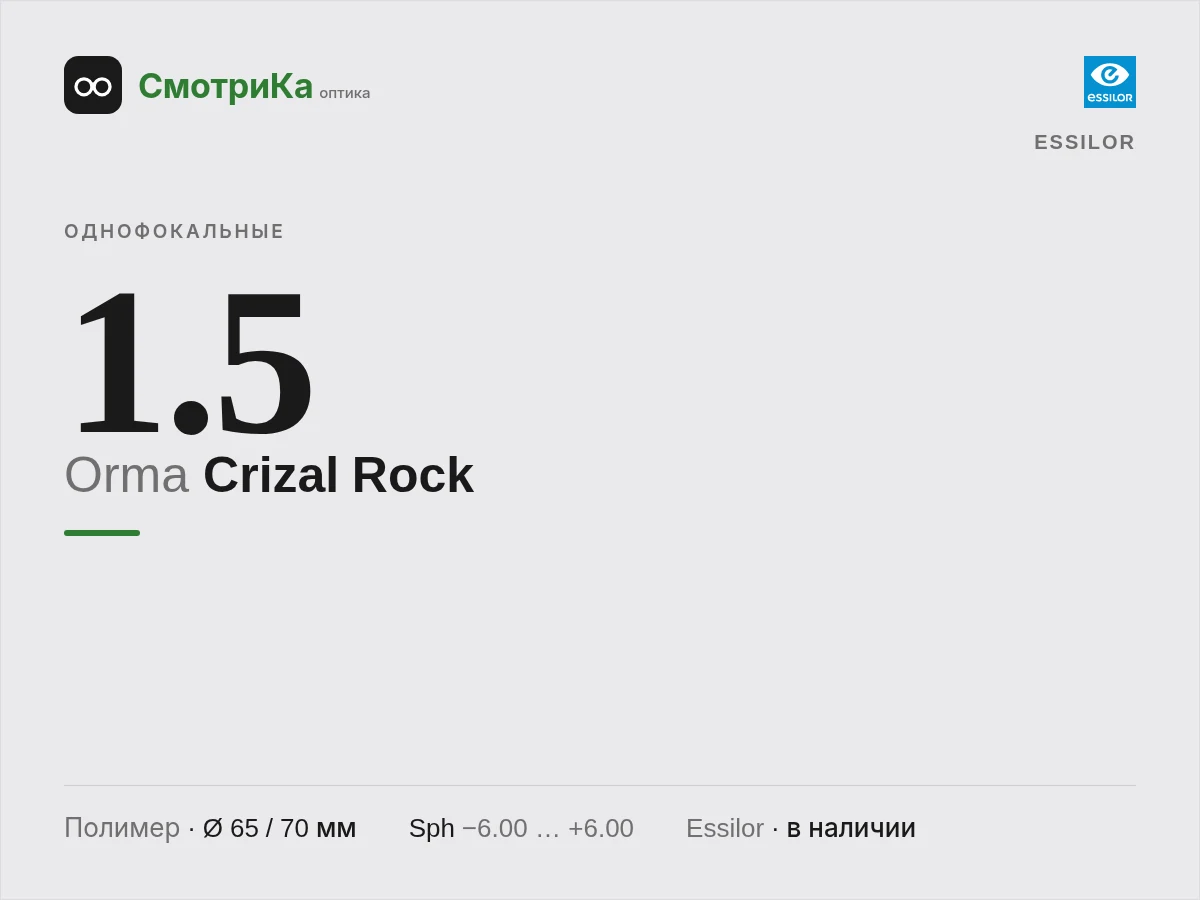 Essilor Orma Crizal Rock — нейтральная заглушка