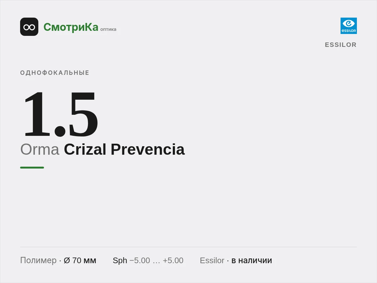 Essilor Orma Crizal Prevencia — нейтральная заглушка