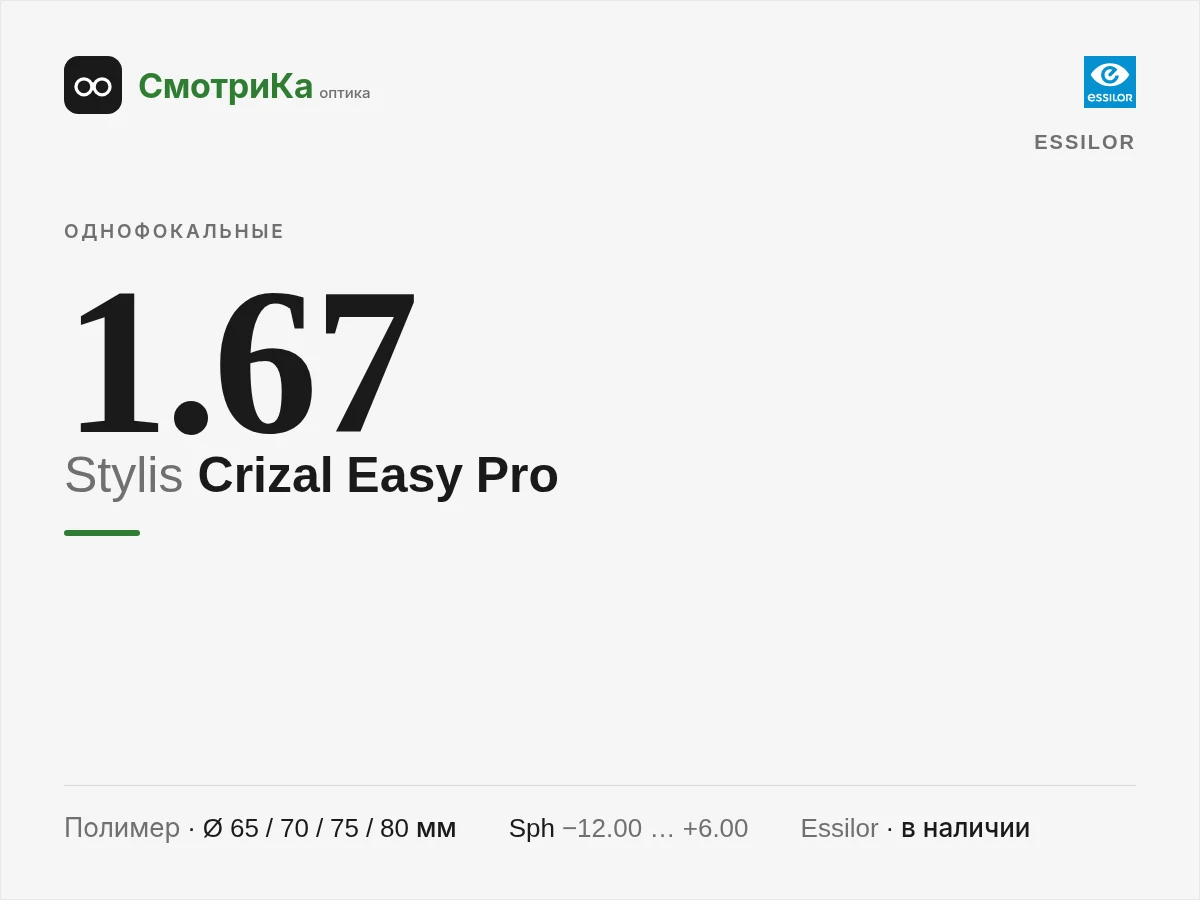 Essilor Stylis Crizal Easy Pro — нейтральная заглушка