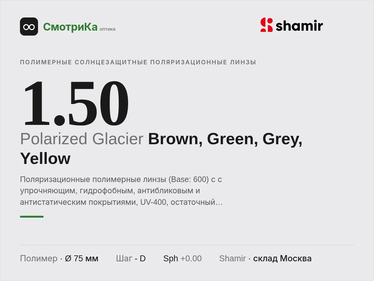 Shamir Altolite 1.50 Polarized Glacier (Brown, Green, Grey, Yellow) — нейтральная заглушка