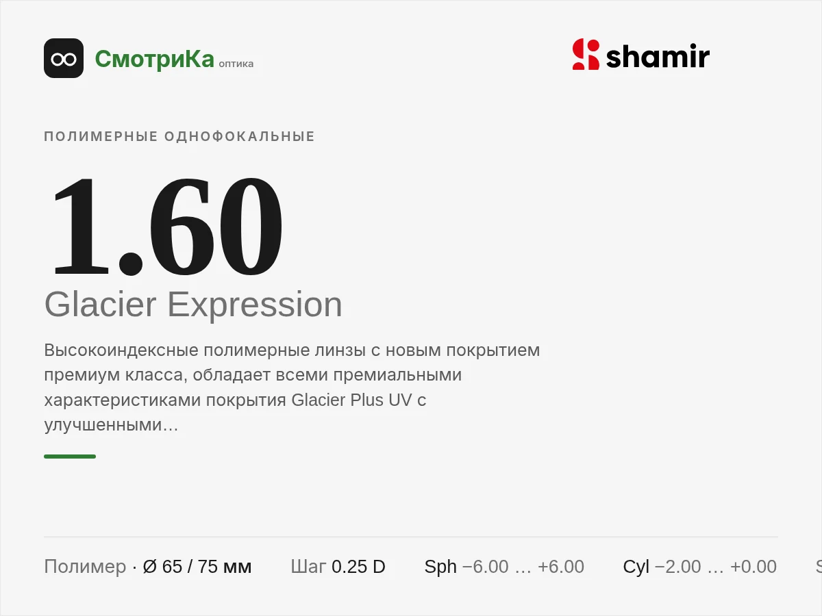 Shamir Altolite 1.60 Glacier Expression — нейтральная заглушка
