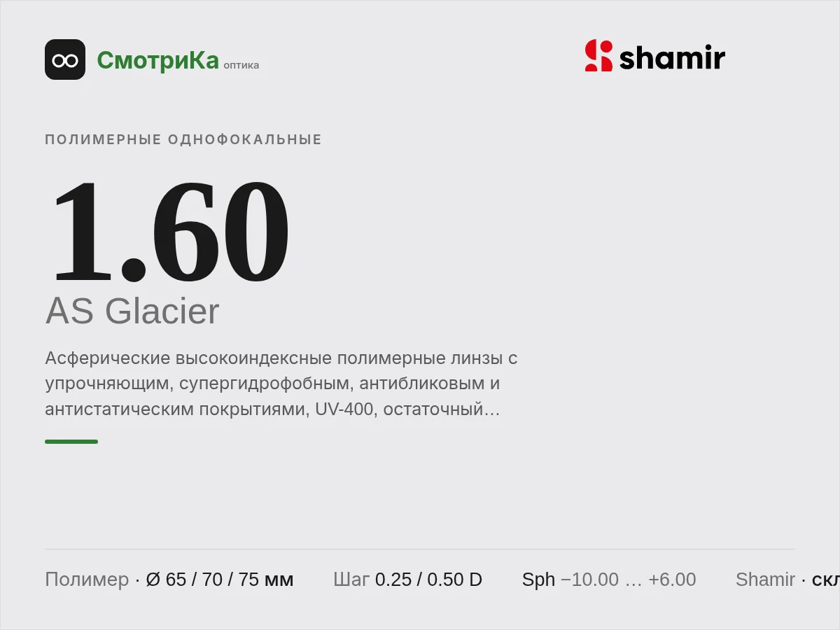Shamir Altolite 1.60 AS Glacier — нейтральная заглушка