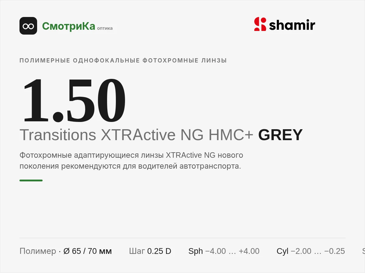 1.50 Transitions XTRActive NG HMC+ (GREY) — нейтральная заглушка